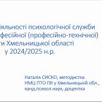 Підсумки діяльності психологічної служби  системи професійної (професійно-технічної) освіти Хмельницької області у 2024/2025 н.р.